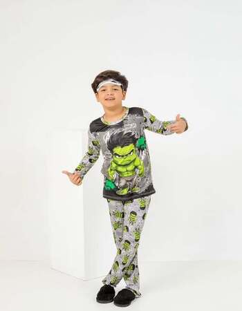 imagem PIJAMA INFANTIL MASCULINO SUED 785 CINZA VERDE FORTE