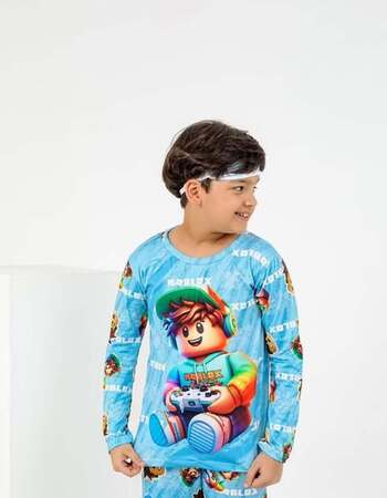 imagem PIJAMA INFANTIL MASCULINO SUED 785 AZUL GAME
