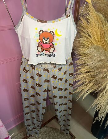 imagem PIJAMA BLOGUERINHA ADULTO CALÇA 3006 CINZA URSO