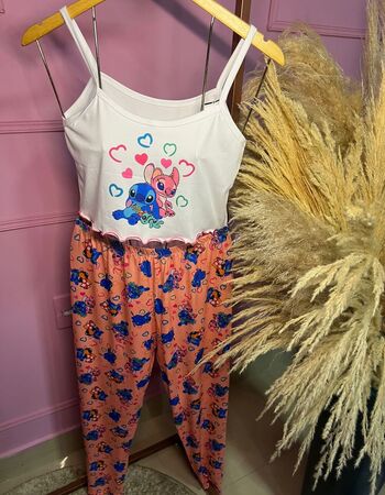 imagem PIJAMA BLOGUERINHA ADULTO CALÇA 3006 DESENHO LARANJA
