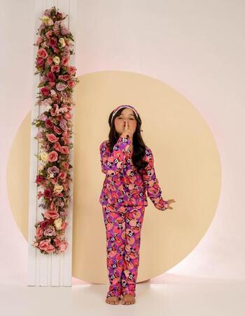 imagem PIJAMA INFANTIL INVERNO FEMININO SUED 784S ROXO