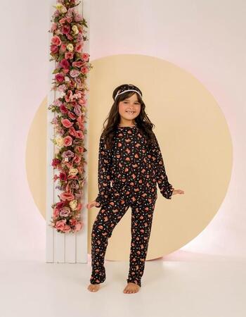 imagem PIJAMA INFANTIL INVERNO FEMININO SUED 784S PRETO URSO