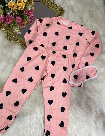 imagem PIJAMA INFANTIL INVERNO FEMININO SUED 784S GOIABA CORAÇÃO