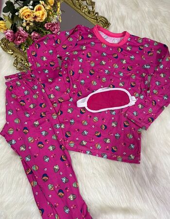 imagem PIJAMA INFANTIL INVERNO FEMININO SUED 784S DONNOUTS ROSA