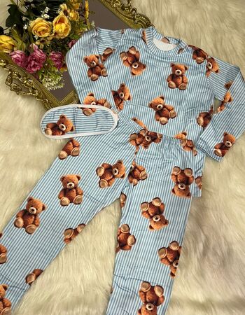 imagem PIJAMA INFANTIL INVERNO FEMININO SUED 784S AZUL URSO