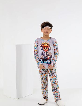 imagem PIJAMA INFANTIL MASCULINO SUED 785 CINZA BLOCO