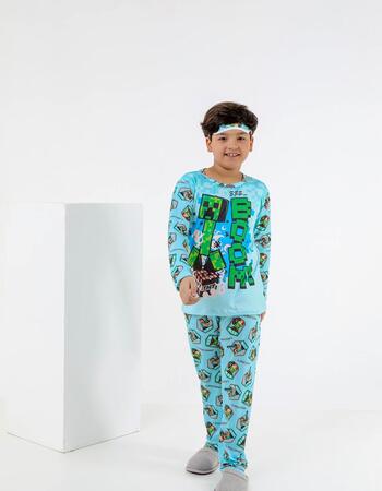 imagem PIJAMA INFANTIL MASCULINO SUED 787 BOO AZUL