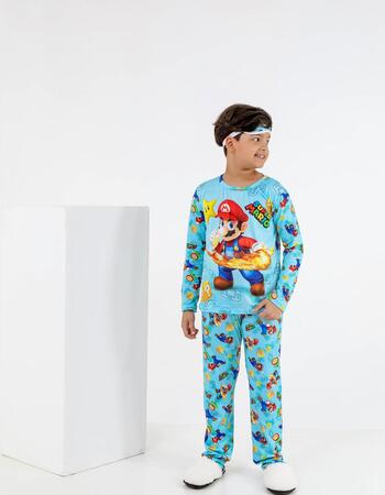 imagem PIJAMA INFANTIL MASCULINO SUED 787 JOGO ESTRELA AZUL