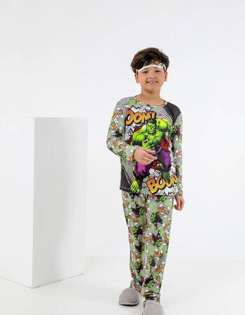 imagem PIJAMA INFANTIL MASCULINO SUED 787 VERDE CINZA BOON