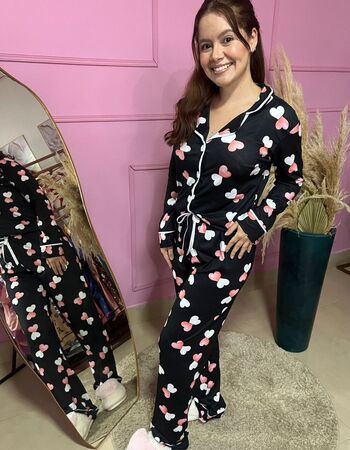 imagem PIJAMA  AMERICANO ADULTO INVERNO 659 PRETO CORAÇAO 2