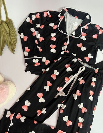 imagem PIJAMA  AMERICANO ADULTO INVERNO 659 PRETO CORAÇAO 2