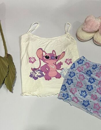 imagem PIJAMA SUED PLUS PF70 030070 AZUL ROSA FLOR