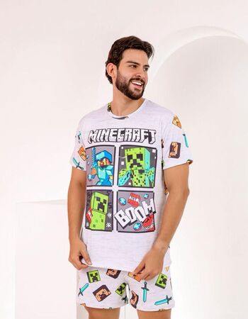 imagem PIJAMA MASCULINO SUED COM MANGA 000674 BRANCO VERDE