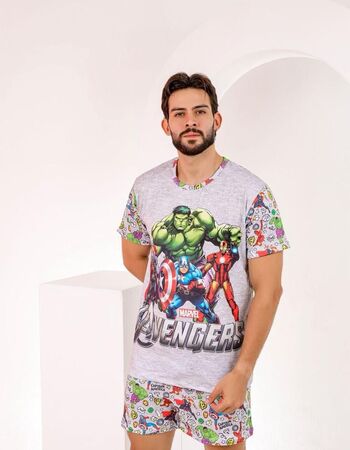imagem PIJAMA MASCULINO SUED COM MANGA 000674 CINZA VERDE
