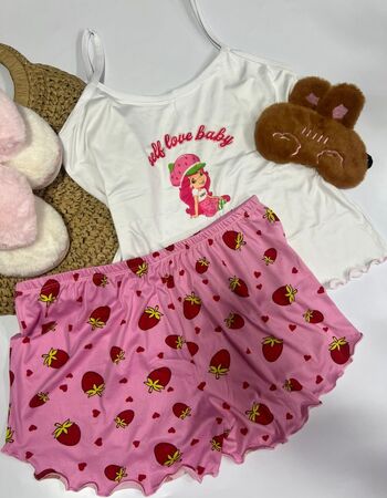 imagem PIJAMA DE SUED ESTAMPADO 003005 MORANGO
