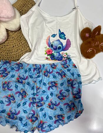 imagem PIJAMA DE SUED ESTAMPADO 003005 AZUL BORBOLETA FLOR