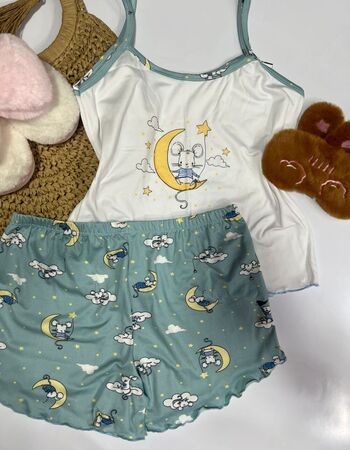 imagem PIJAMA DE SUED ESTAMPADO 003005 RATO 2 VERDE
