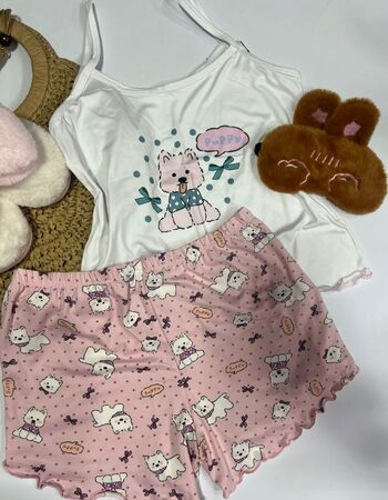 imagem PIJAMA DE SUED ESTAMPADO 003005 DOG ROSA