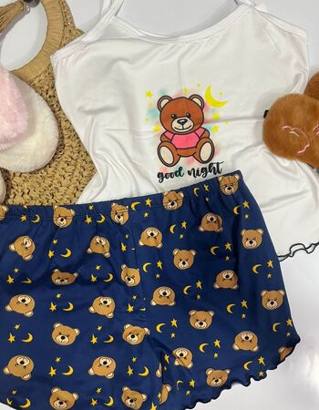 imagem PIJAMA DE SUED ESTAMPADO 003005 URSO AZUL
