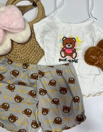 imagem PIJAMA DE SUED ESTAMPADO 003005 URSO CINZA