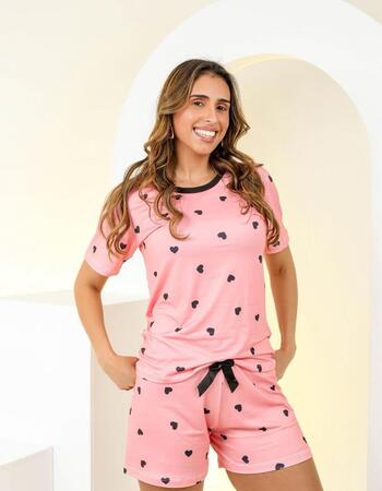 imagem PIJAMA DE SUED ESTAMPADO MANGA  6040 GOIABA CORACAO