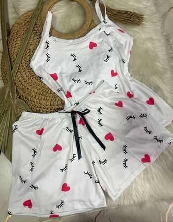 imagem PIJAMA DE SUED ESTAMPADO 631 BRANCO CILIOS