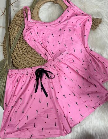 imagem PIJAMA DE SUED ESTAMPADO 631 PARIS ROSA