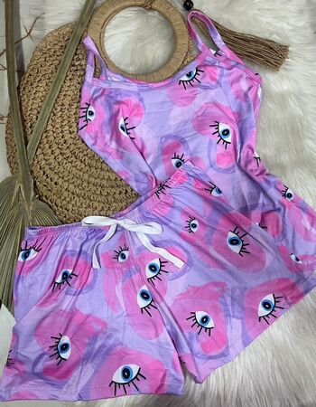 imagem PIJAMA DE SUED ESTAMPADO 631 OLHO LILAS
