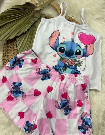 imagem PIJAMA  INFANTIL  05667 Quadrado rosa e branco