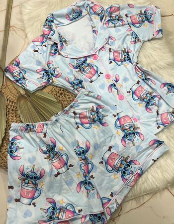 imagem PIJAMA AMERICANO SUED azul bebe cafe