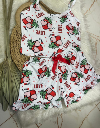 imagem PIJAMA DE SUED ESTAMPADO 99640 BRANCO CORACAO