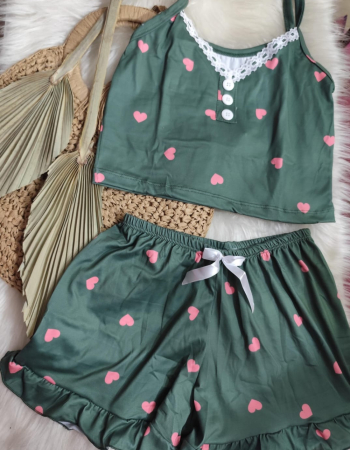 imagem PIJAMA DE SUED ESTAMPADO 99640 VERDE ROSA