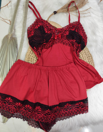 imagem SHORTDOLL MICROFIBRA 00742 VERMELHO PRETO