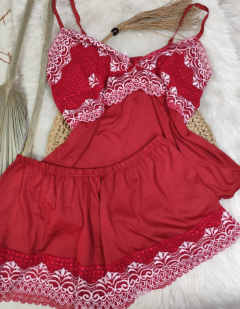 imagem SHORTDOLL MICROFIBRA 00742 VERMELHO BRANCO