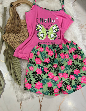 imagem PIJAMA  ALÇA 205 hello pink  verde 000015