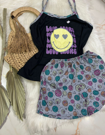 imagem PIJAMA  ALÇA 205 preto  emoji 000015