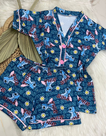 imagem PIJAMA INFANTIL FEMININO AMERICANO SUED 00741 AZUL FLOR