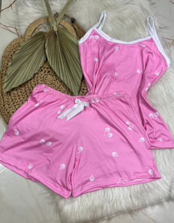 imagem PIJAMA DE SUED ESTAMPADO 631 ROSA CEREJA
