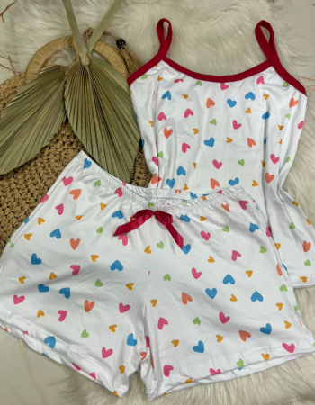 imagem PIJAMA DE SUED ESTAMPADO 631 CORACAO CORES