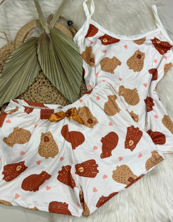 imagem PIJAMA DE SUED ESTAMPADO 631 CAPIVARA