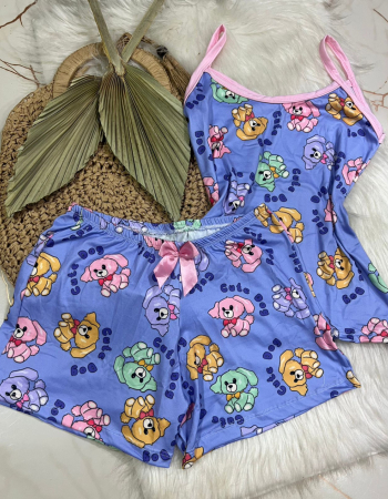 imagem PIJAMA DE SUED ESTAMPADO 631 DOG AZUL