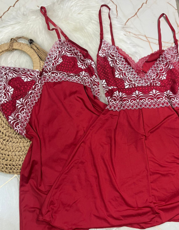 imagem CAMISOLA BICOLOR DE MICROFIBRA VERMELHO E BRANCO REF 09200