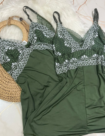 imagem CAMISOLA BICOLOR DE MICROFIBRA VERDE MILITAR BRANCA REF 09200