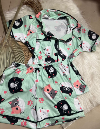 imagem PIJAMA AMERICANO SUED COM BOLSO 000675 VERDE CAT