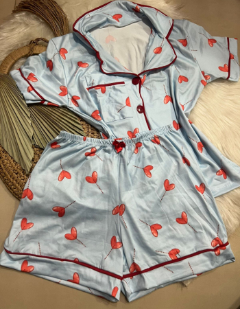 imagem PIJAMA AMERICANO SUED COM BOLSO 000675 AZUL CORACAO