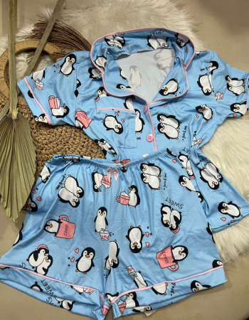 imagem PIJAMA AMERICANO SUED COM BOLSO 000675 pinguim
