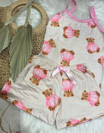 imagem PIJAMA INFANTIL FEMININO SUED 000686 NUDE URSO
