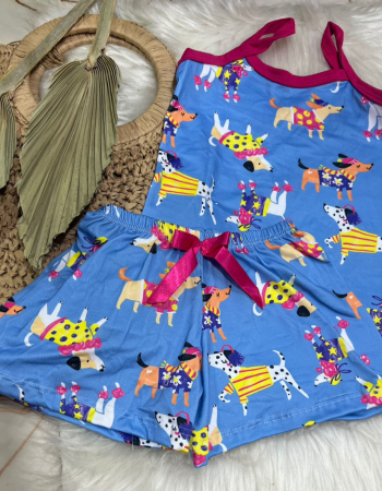 imagem PIJAMA INFANTIL FEMININO SUED 000686 DOG AZUL