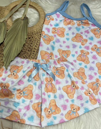 imagem PIJAMA INFANTIL FEMININO SUED 000686  URSO CORACOES