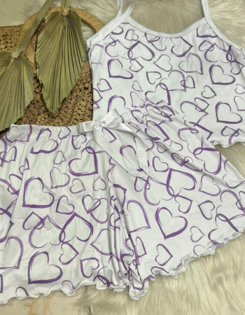 imagem PIJAMA BLOGUERINHA 000390 BRANCO CORACAO ROXO